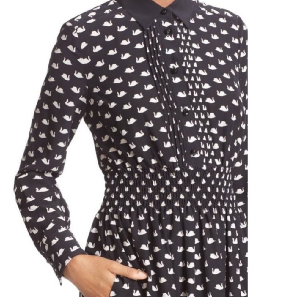 Vintage Kate Spade Black and White Swan Print Dress